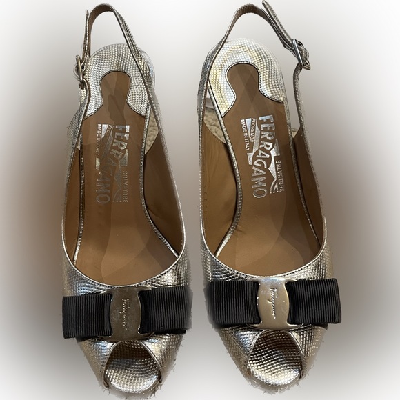 Salvatore Ferragamo Silver Heels - Picture 2 of 3